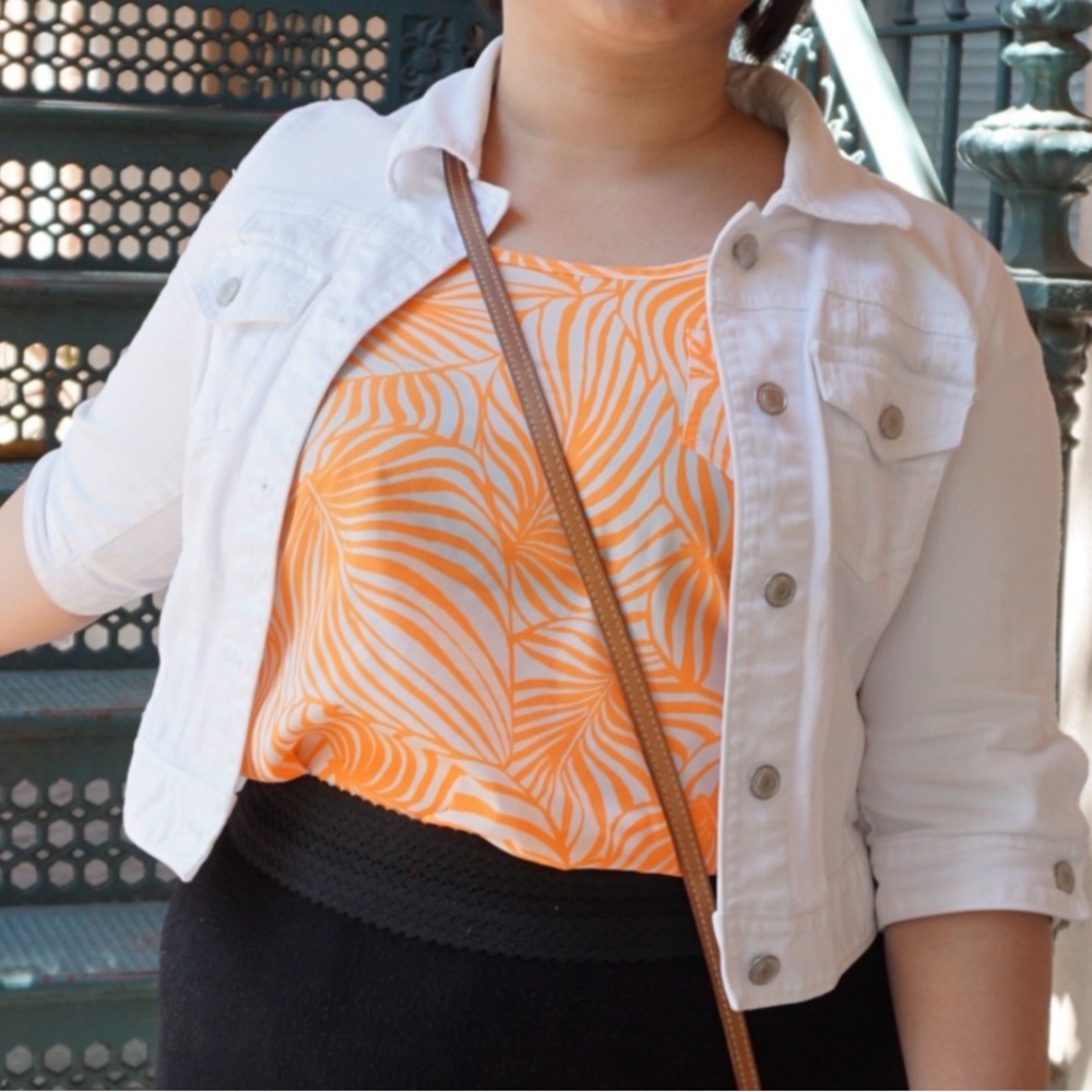 LOFT White Denim Cropped Jacket